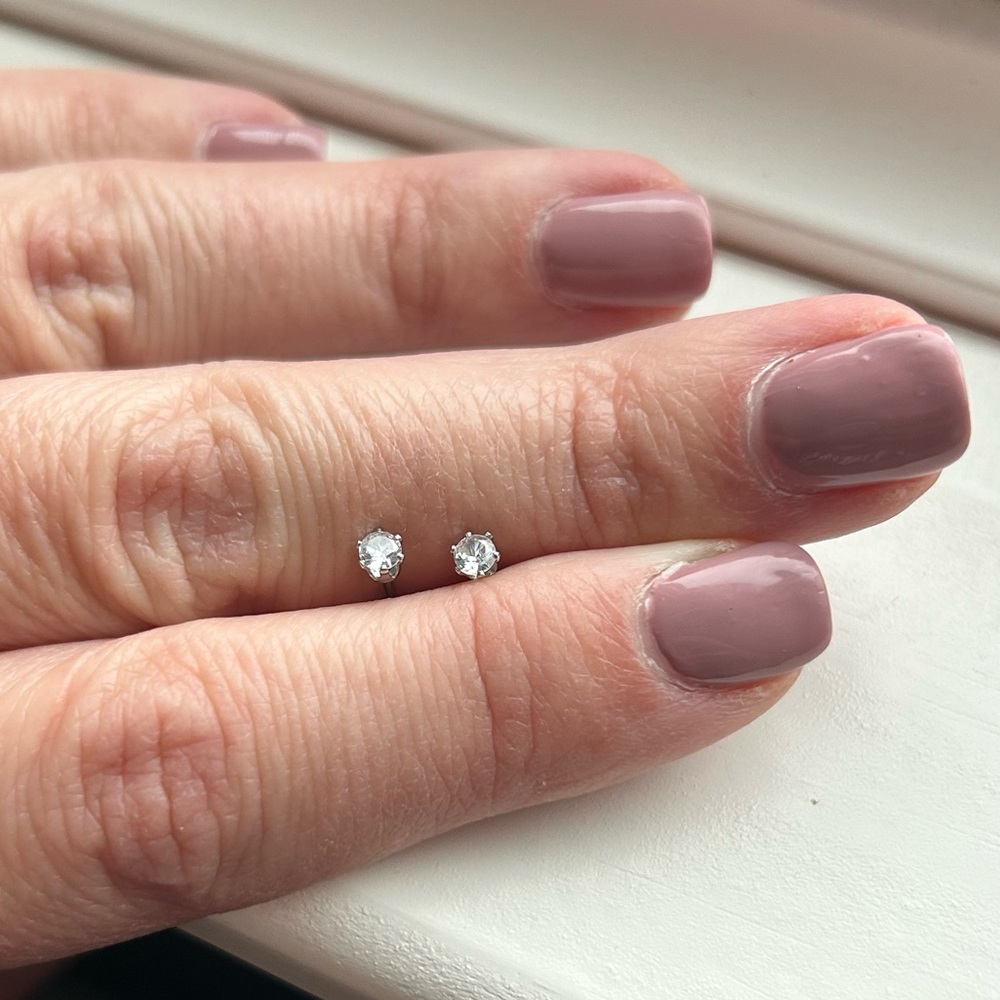 Itty bitty cubic zirconia stud earrings